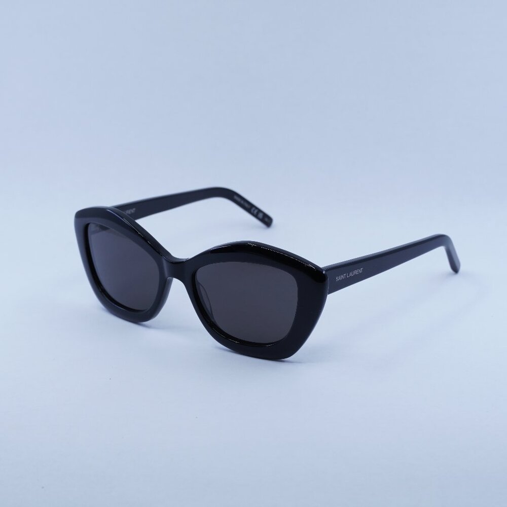 Saint Laurent SL68 001 Sunglasses Black Cat Eye Frame, Black Lenses